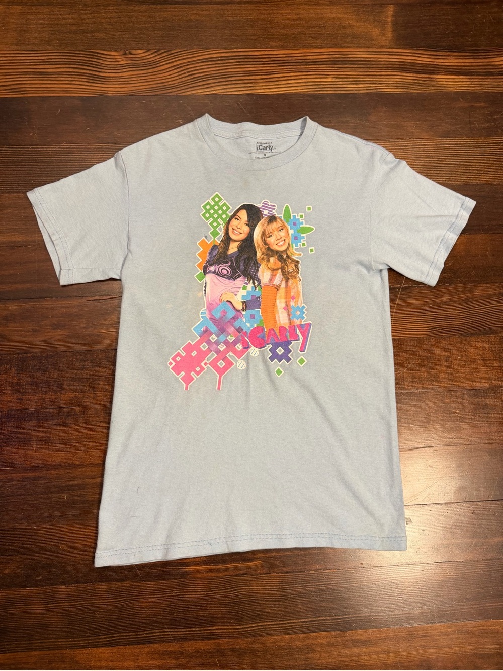 Nickelodeon iCarly Light Blue Graphic T-Shirt Small Kidcore Nostalgia
